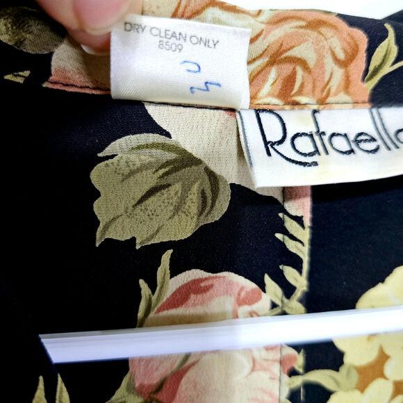 Rafaella Maxi Dress Size 10 Vintage 80's Black Floral Button-Up Boho Cottage - Picture 7 of 7